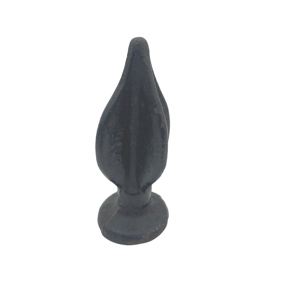 Vintage Iron Finial Topper Leaf Design Metal Salvage 5x2.5